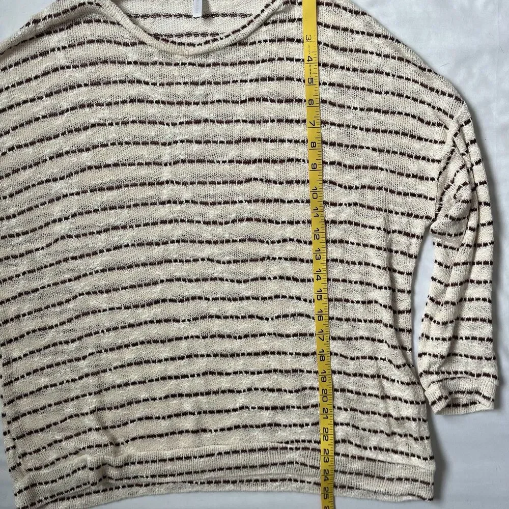 Pinkblush Maternity Sweater Womens S Cream Maroon Stripe Open Knit Lightweight